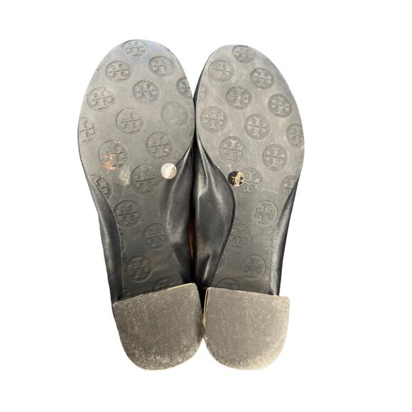 Tory Burch Black Office Work Leather Amy Mestico Banded Block Kitten Heel Size 7 - Picture 9 of 9